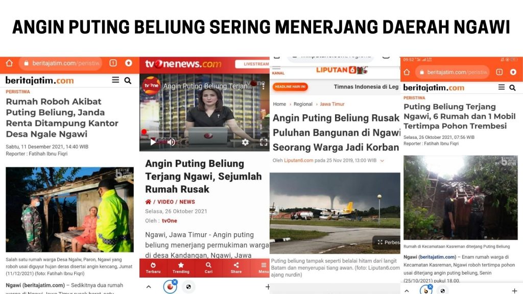 Kejadian Angin Puting Beliung di Ngawi